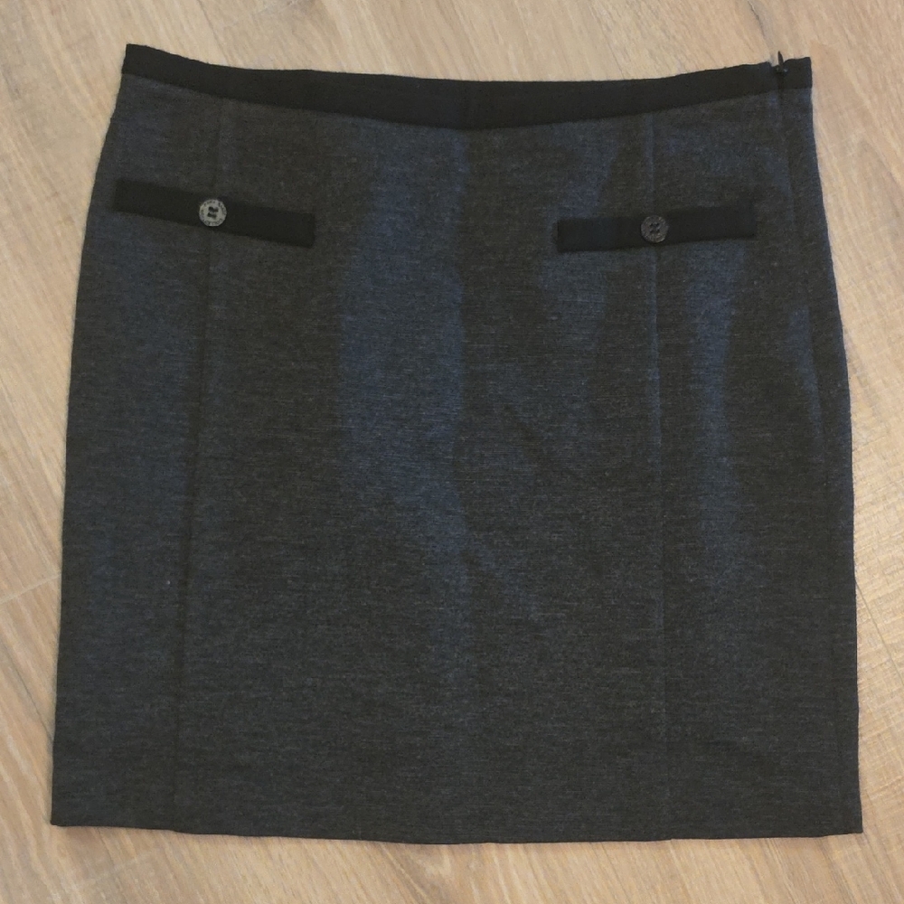 Zara Dark Gray Skirt with Button-Trim Pockets